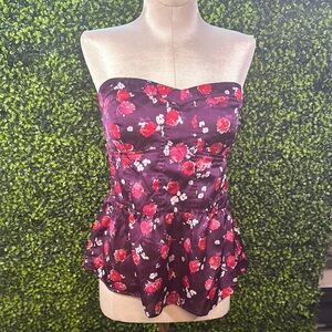 American Eagle Outfitters Purple Strapless Peplum Top Medium 3/20/26